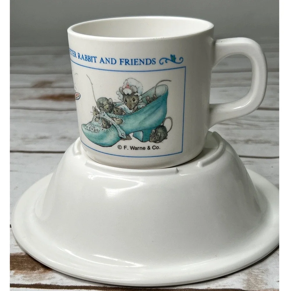 Eden Peter Rabbit and Friends Bowl Mug Set White Melamine Beatrix Potter OS